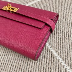 Hermes Kelly Long Wallet Epsom Red Leather Gold Hardware Bag 2012