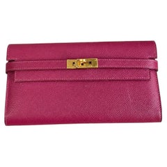 Hermes Kelly Long Wallet Epsom Red Leather Gold Hardware Bag 2012