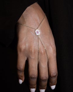 Collana a catena Carré V-Line in oro placcato 14K rosa brillante con una sola pietra