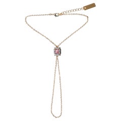 Collana a catena Carré V-Line in oro placcato 14K rosa brillante con una sola pietra