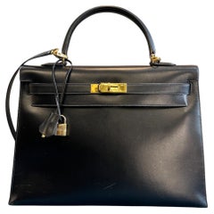 Borsa Hermès Kelly Sellier 35 in pelle di vitello Box del 1996