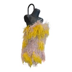 Ralph & Russo Pink and Yellow Dress Made of Ostrich Feathers