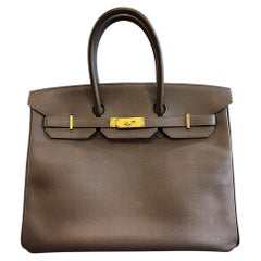2010 Hermès Birkin 35 Handbag in Brown Grained Leather
