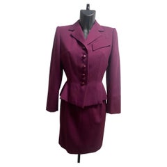 Christian Dior by Marc Boham Haute Couture FW 1986/87 Plum Wool Skirt Suit