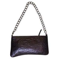 2003 Chanel Purple Small Embossed Lambskin Camellia Chain Pochette