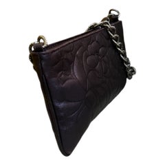 2003 Chanel Purple Small Embossed Lambskin Camellia Chain Pochette