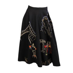 Vintage 1950's Circle Skirt, Hollywood, New York & Paris Theme