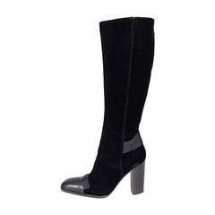 Yves Saint Laurent Black Velvet Boots, Never Worn Size 40