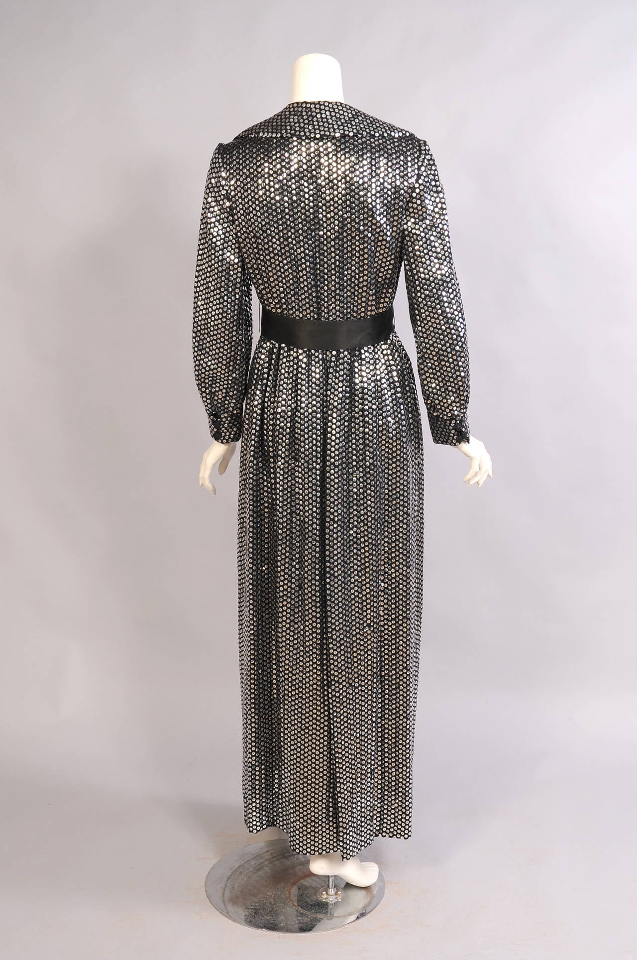 Women's Miss Bergdorf Black Silk Evening Dress with Silver Sequins