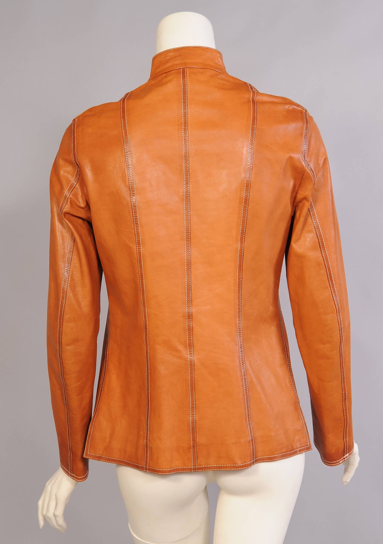 Orange Jil Sander Ombred Leather Jacket, Never Worn