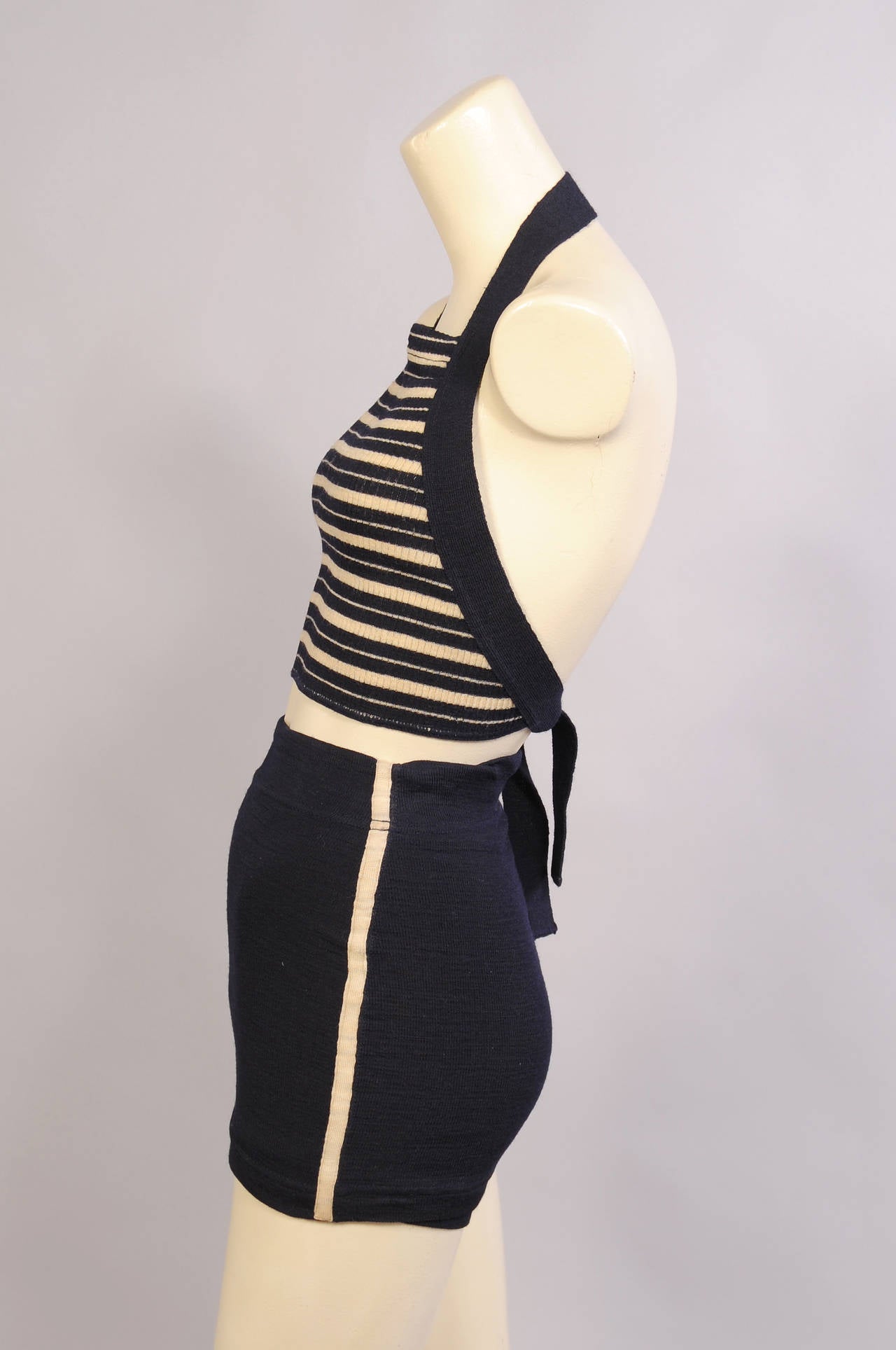 Black Dated 1927 Two Piece Wool Bathing Suit