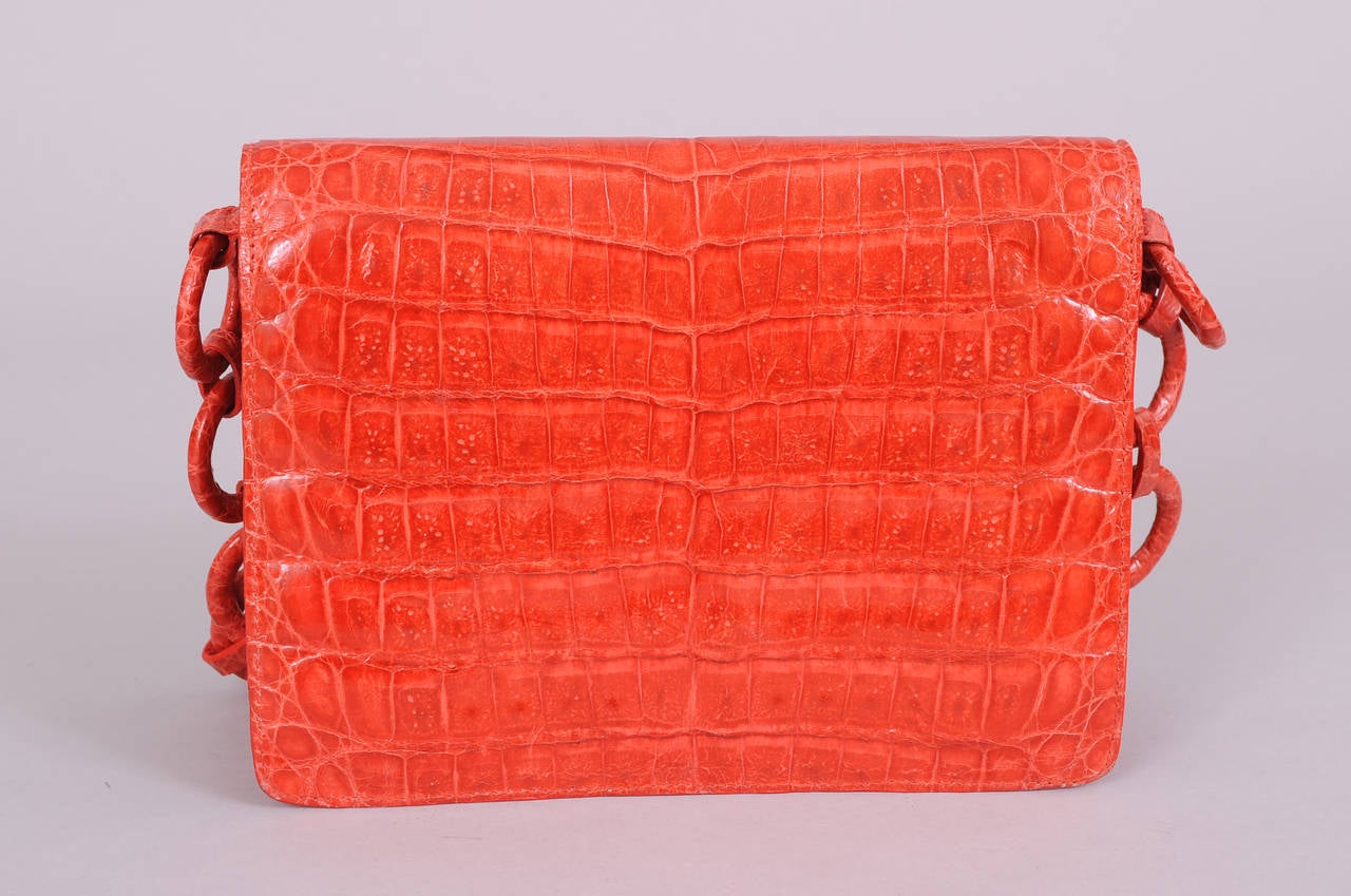 Nancy Gonzalez Coral Crocodile Bag In New Condition In New Hope, PA