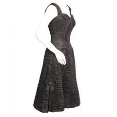 Sybil Connolly Black Pleated Linen Dress