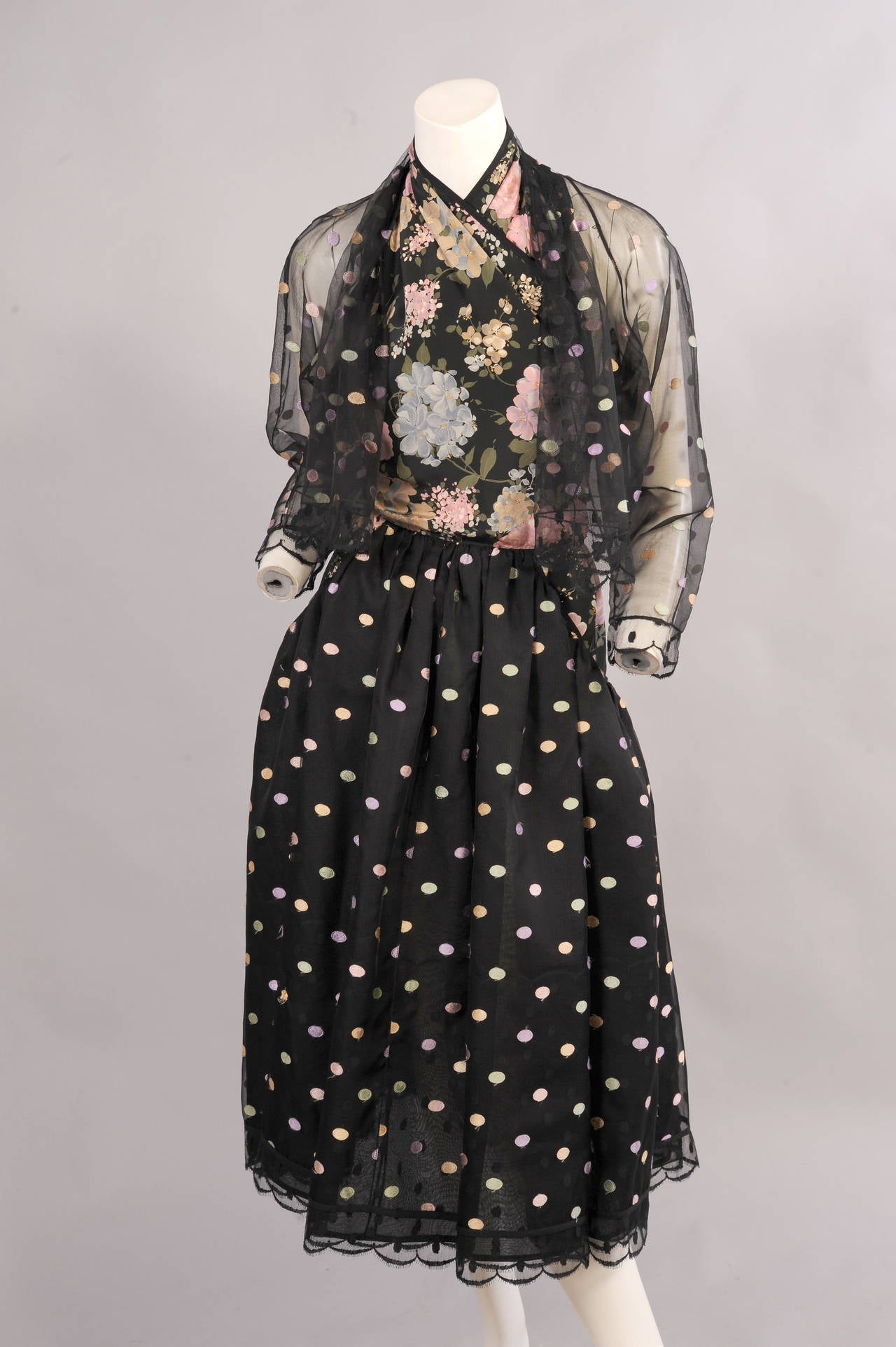 Women's Geoffrey Beene Silk Halter Dress & Tulle Bolero