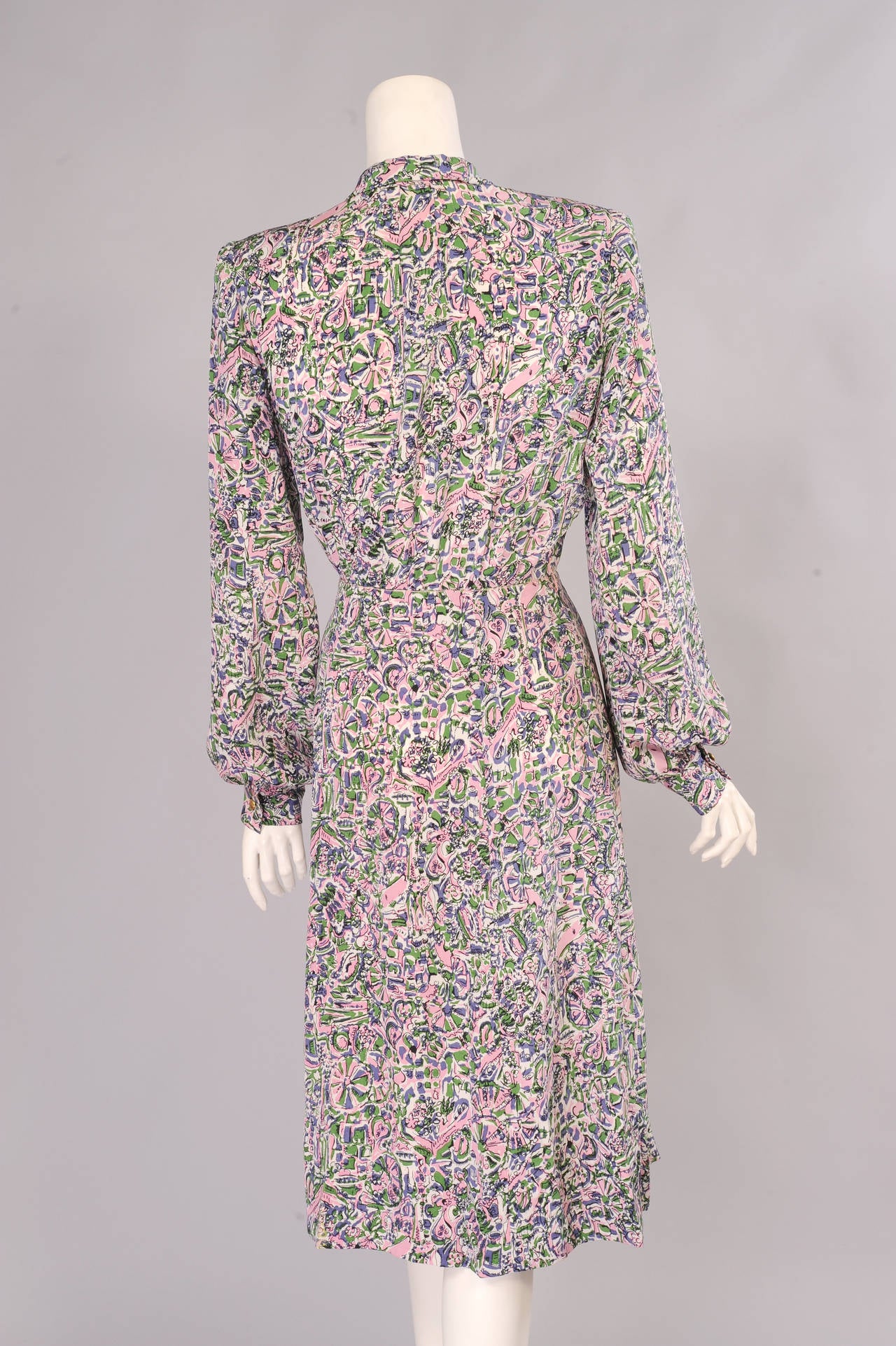 Women's 1940's Silk Print Day Dress