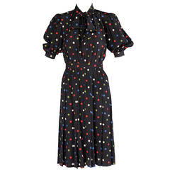 Vintage Yves Saint Laurent Polka Dot Silk Dress