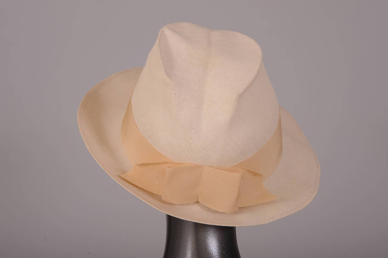 Very Rare 1930's Ladies Extra Fine Panama Hat, Stetson for Bonwit Teller In Excellent Condition In New Hope, PA