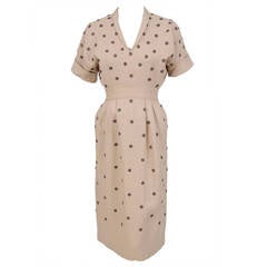 Early 1950's Christian Dior Haute Couture Beaded Linen Dress