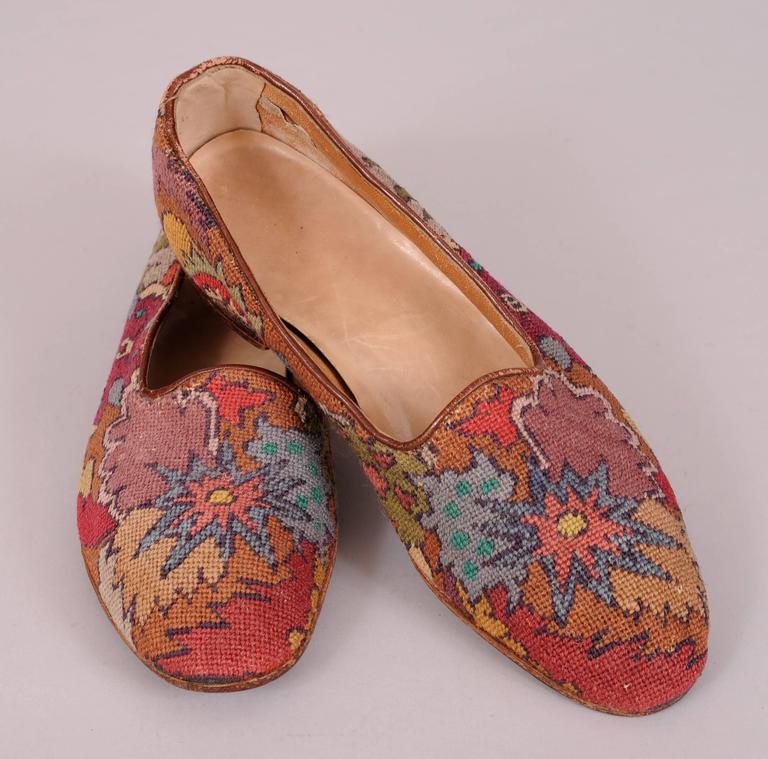 Amazing Gents Handmade Needlepoint Evening Slippers at 1stDibs