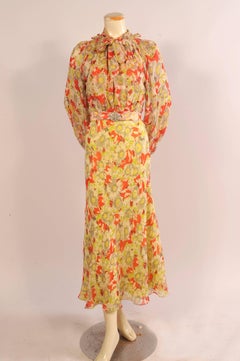 Maggie Norris Couture 1930's Inspired Silk Chiffon Dress, Jacket & Slip