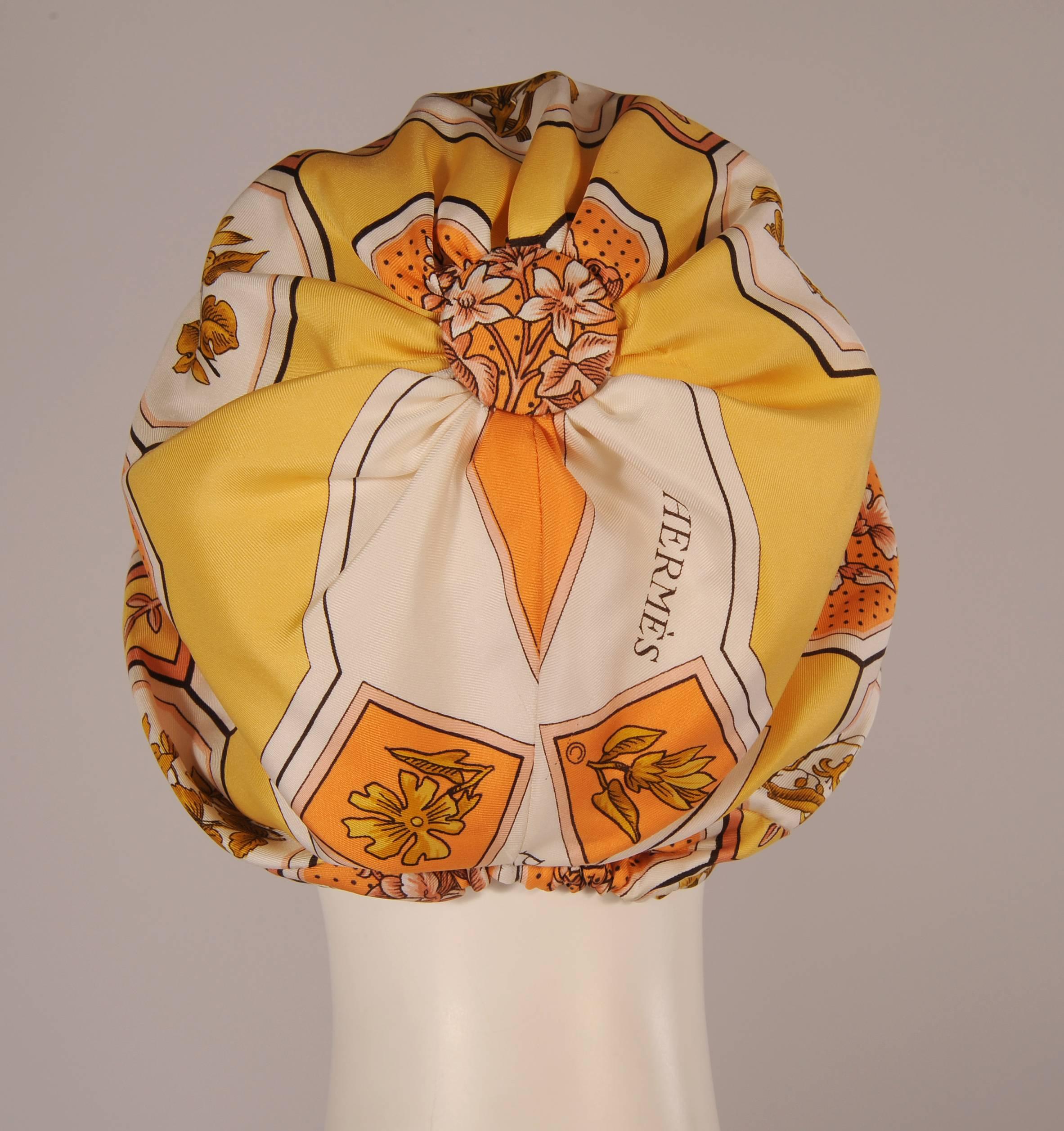 Hermes Vintage Silk Scarf Print Turban and Matching Silk Scarf 1