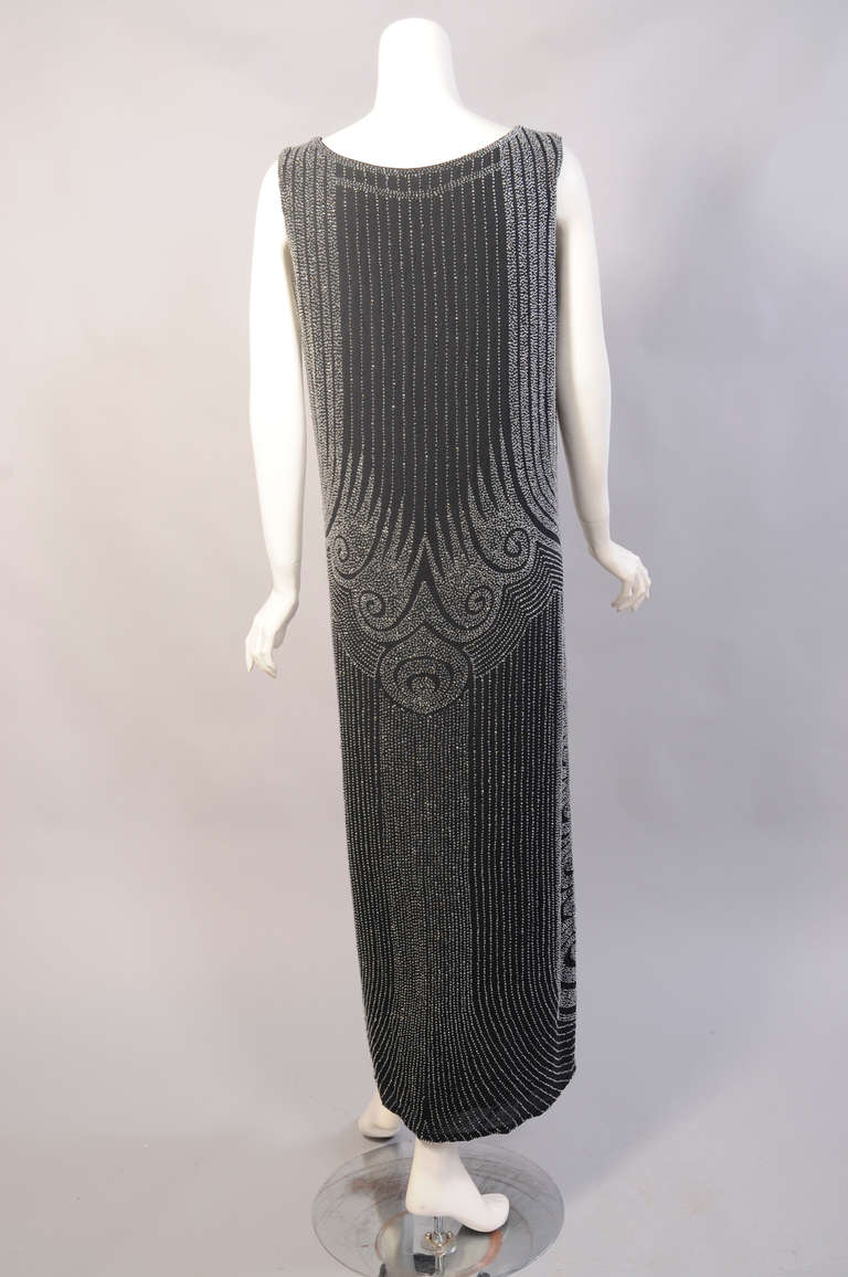 Early 1920's Crystal Beaded Flapper Evening Dress In Excellent Condition In New Hope, PA