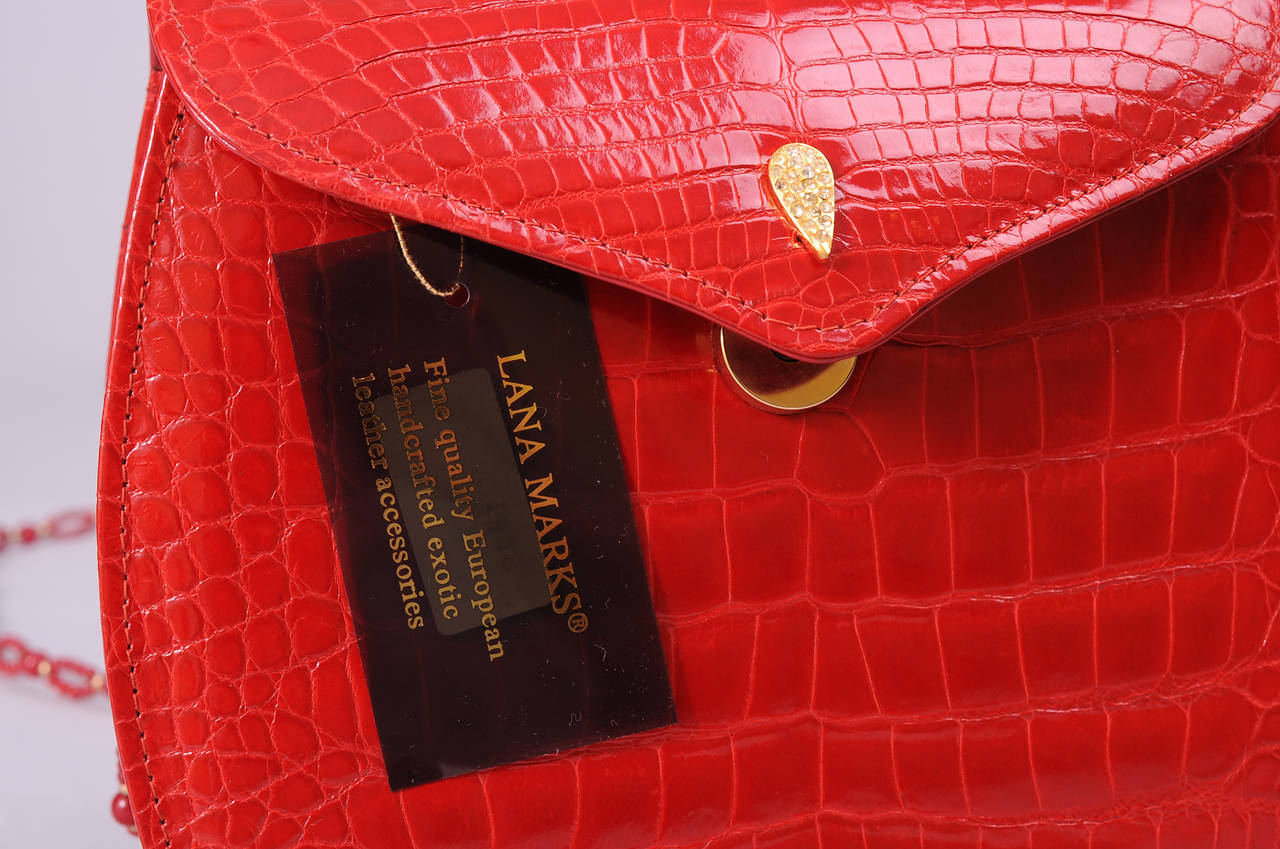 Women's Lana Marks Red Alligator Clutch with Three Straps, Never Used