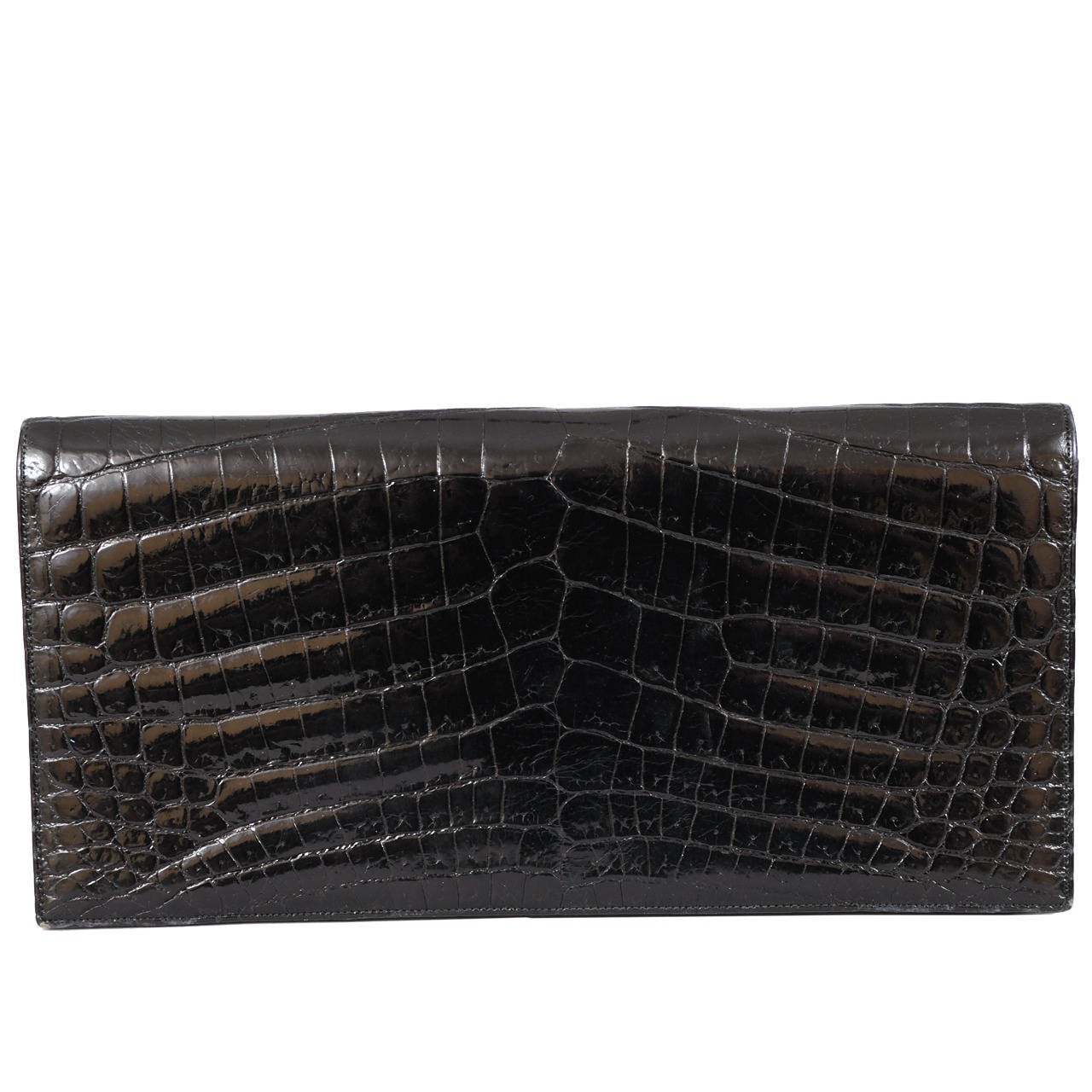 Sleek Black Crocodile Clutch, Prestige