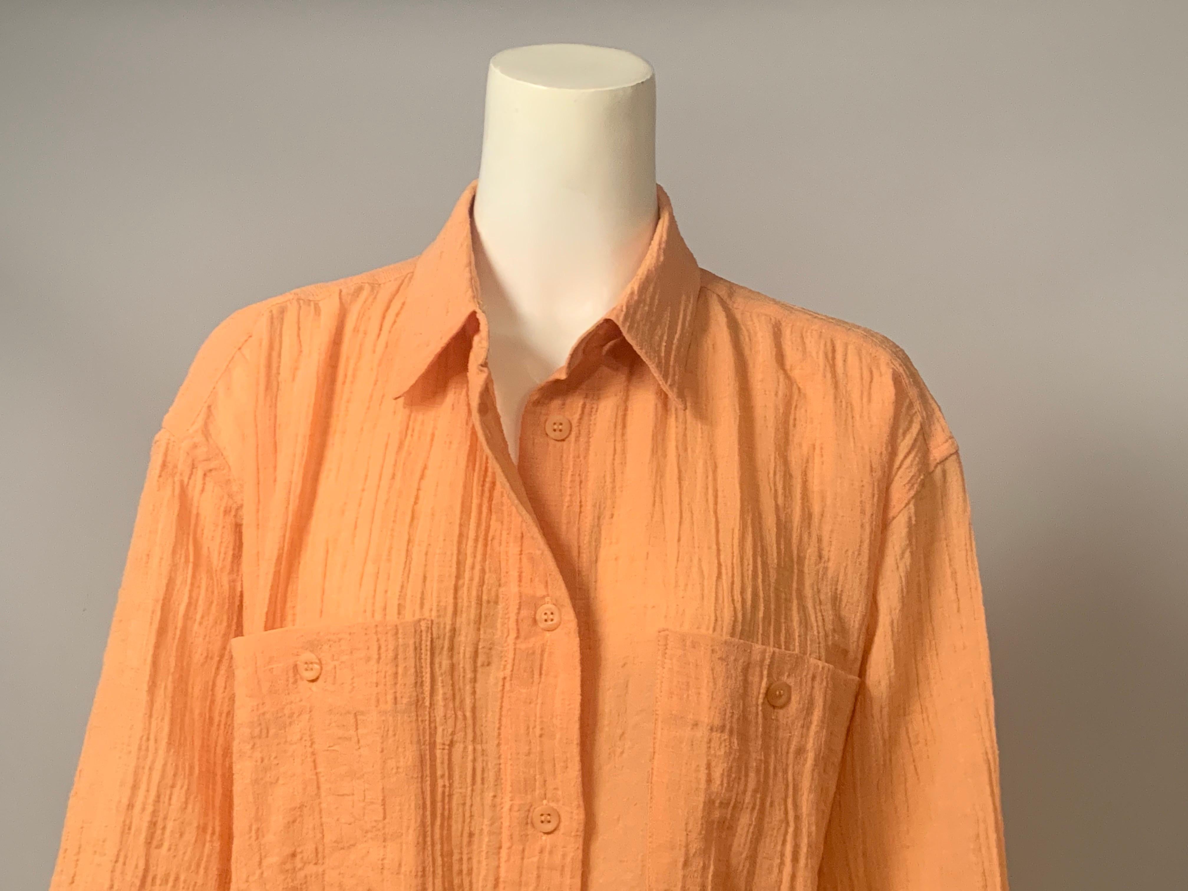 Blusa o Camisa Color Melón Issey Miyake Talla Grande Naranja en venta