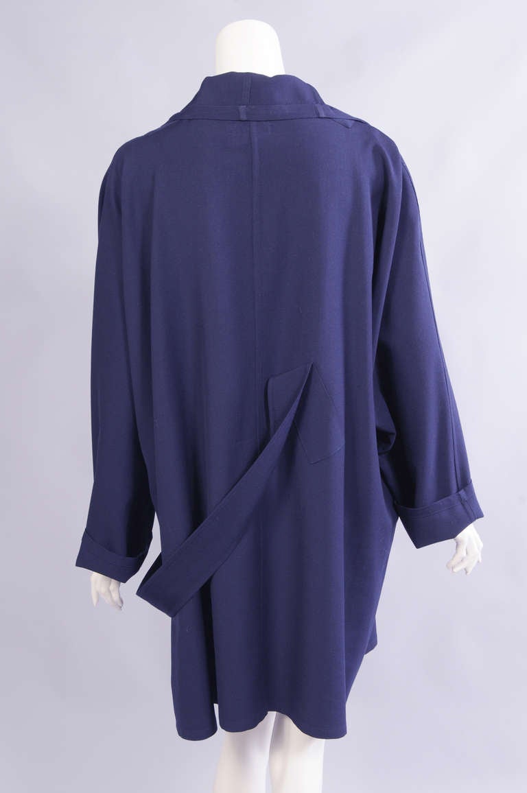 Yohji Yamamoto Navy Blue Shirt Dress In Excellent Condition In New Hope, PA
