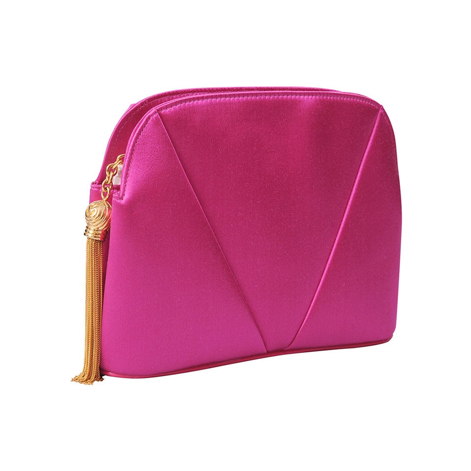 Valentino Hot Pink Satin Clutch For Sale at 1stdibs