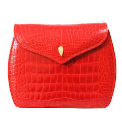 Lana Marks Red Alligator Clutch with Three Straps, Never Vintage