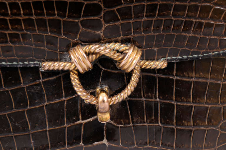 Women's Hermes, Paris Vintage Brown Crocodile Sac Cordeliere