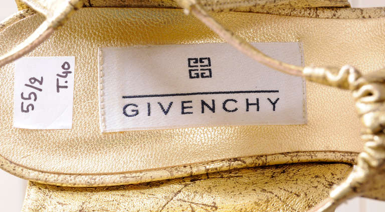 Givenchy Haute Couture Marbelized Gold Kidskin Shoes, Never Worn In New Condition In New Hope, PA