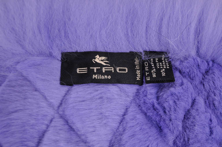 Sheared lapin, cut in a diamond pattern, is edged with matching dyed fox to create a chic neck wrap from Etro. It is in excellent condition.
Measurements;
Length 42