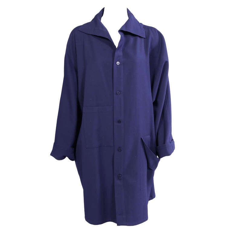 Yohji Yamamoto Navy Blue Shirt Dress