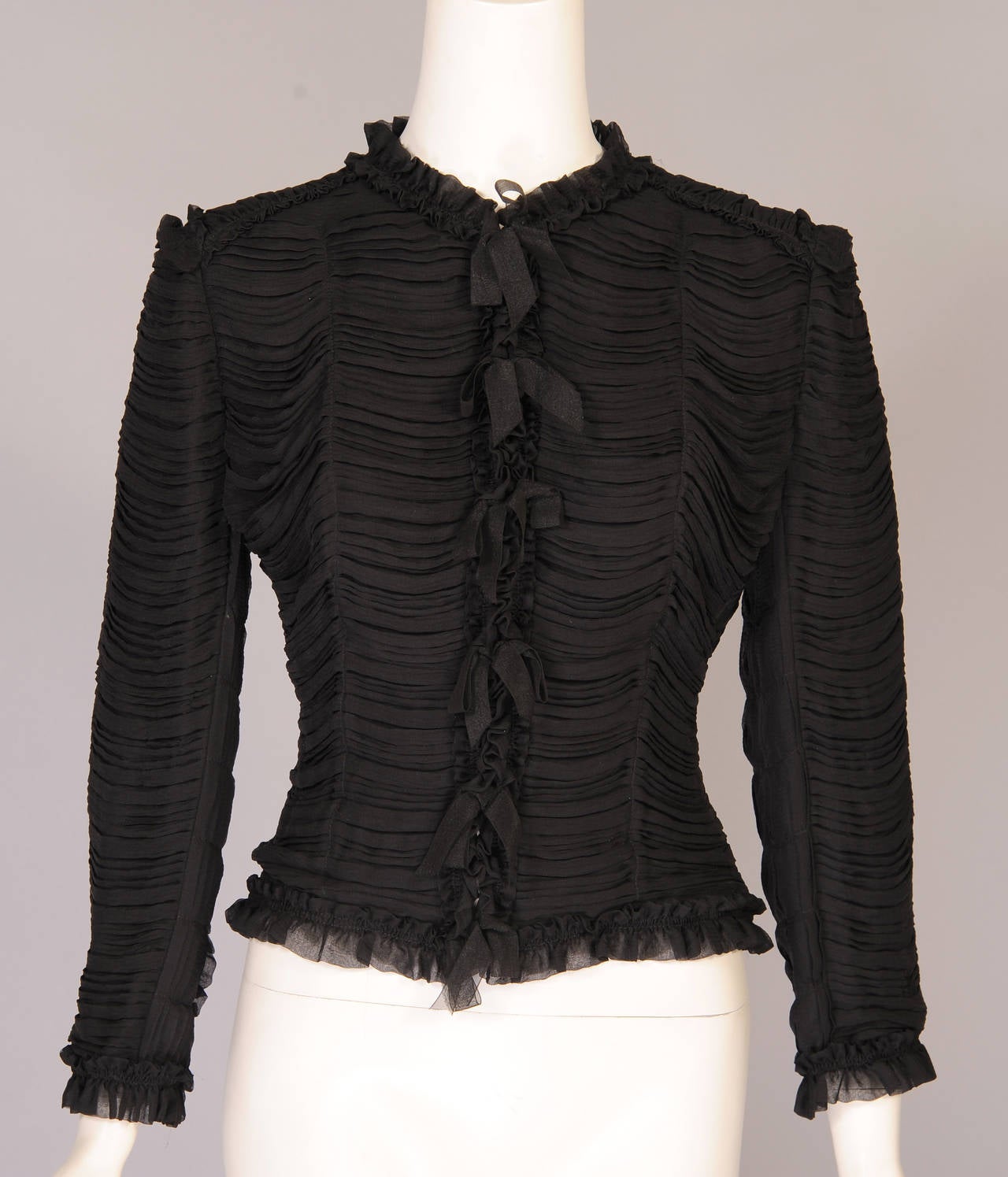 Chanel Black Silk Chiffon Jacket, Larger Size 2