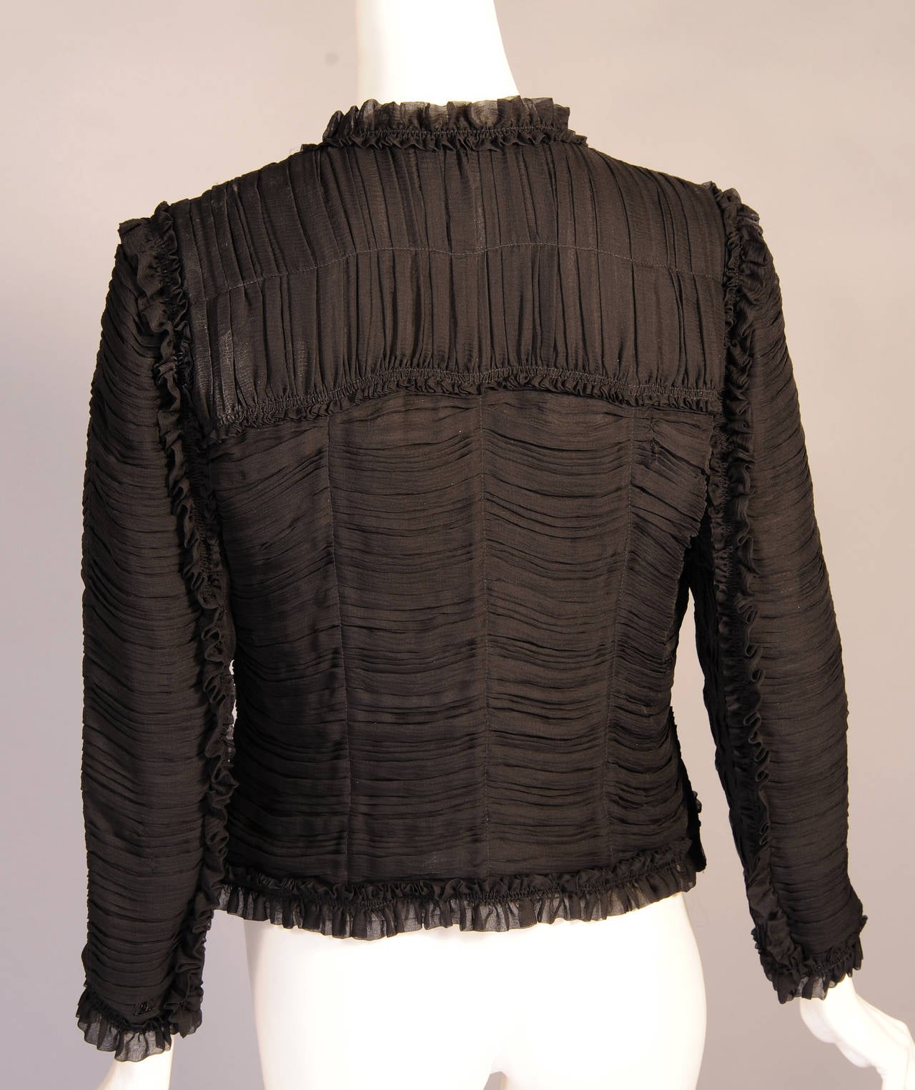 Women's Chanel Black Silk Chiffon Jacket, Larger Size