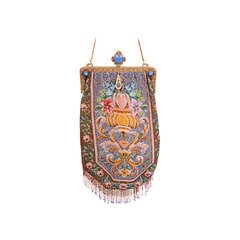 Large Edwardian Beaded Bag with Lapis Lazuli Accents