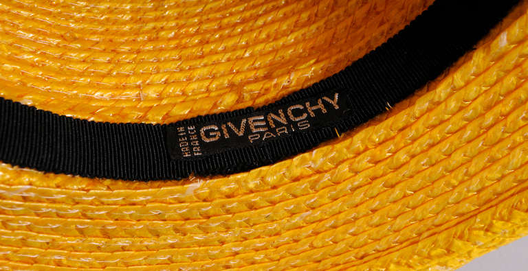 Givenchy Haute Couture Yellow Straw Boater Hat