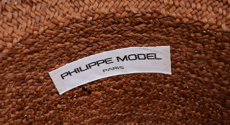 Philippe Model Woven & Friged Straw Hat Never Worn In New Condition In New Hope, PA