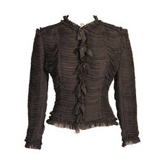 Chanel Black Silk Chiffon Jacket, Larger Size