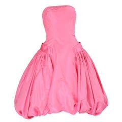 1950's Helena Barbieri Strapless Pink Silk Bubble Hem Evening Dress 9