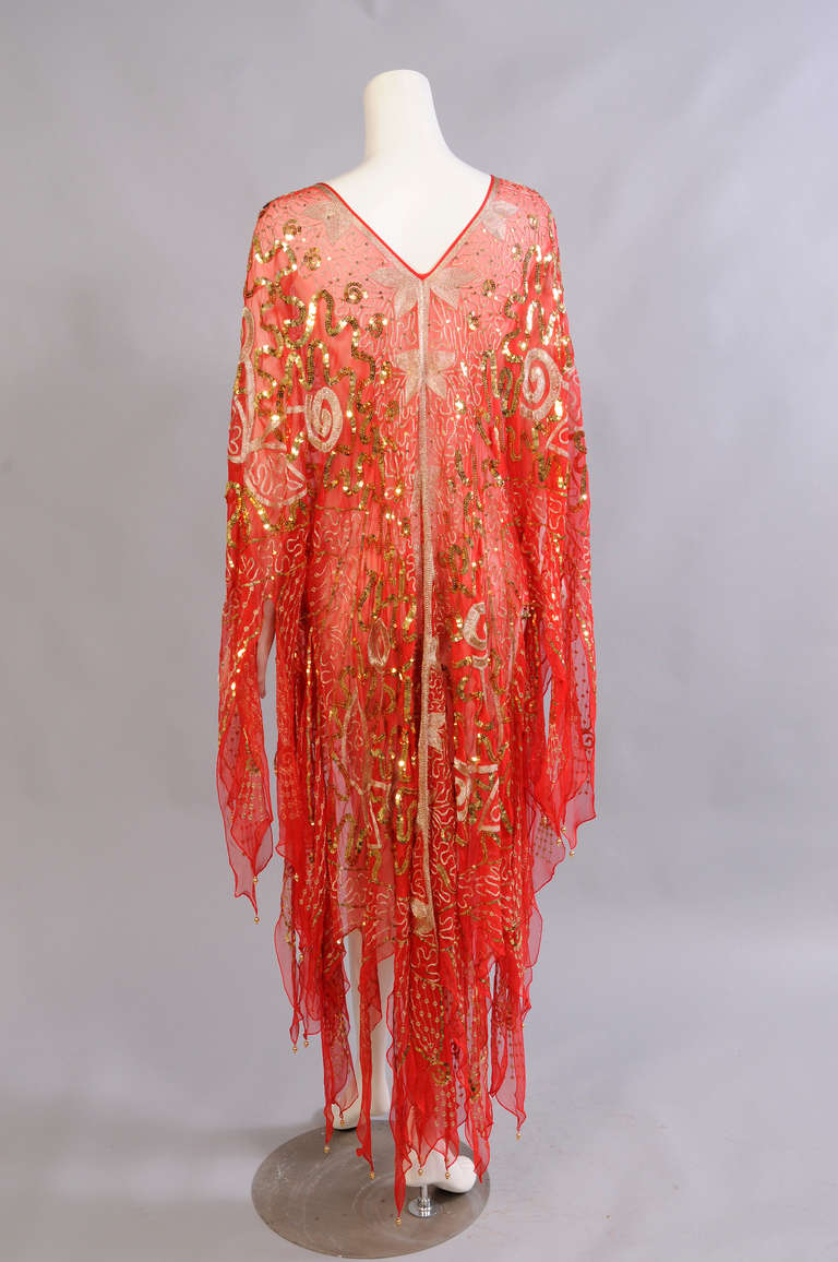 Orange Zandra Rhodes Beaded and Embroidered Silk Coat