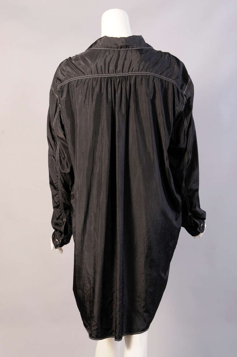 Women's Issey Miyake Black Shirt with White Stitching