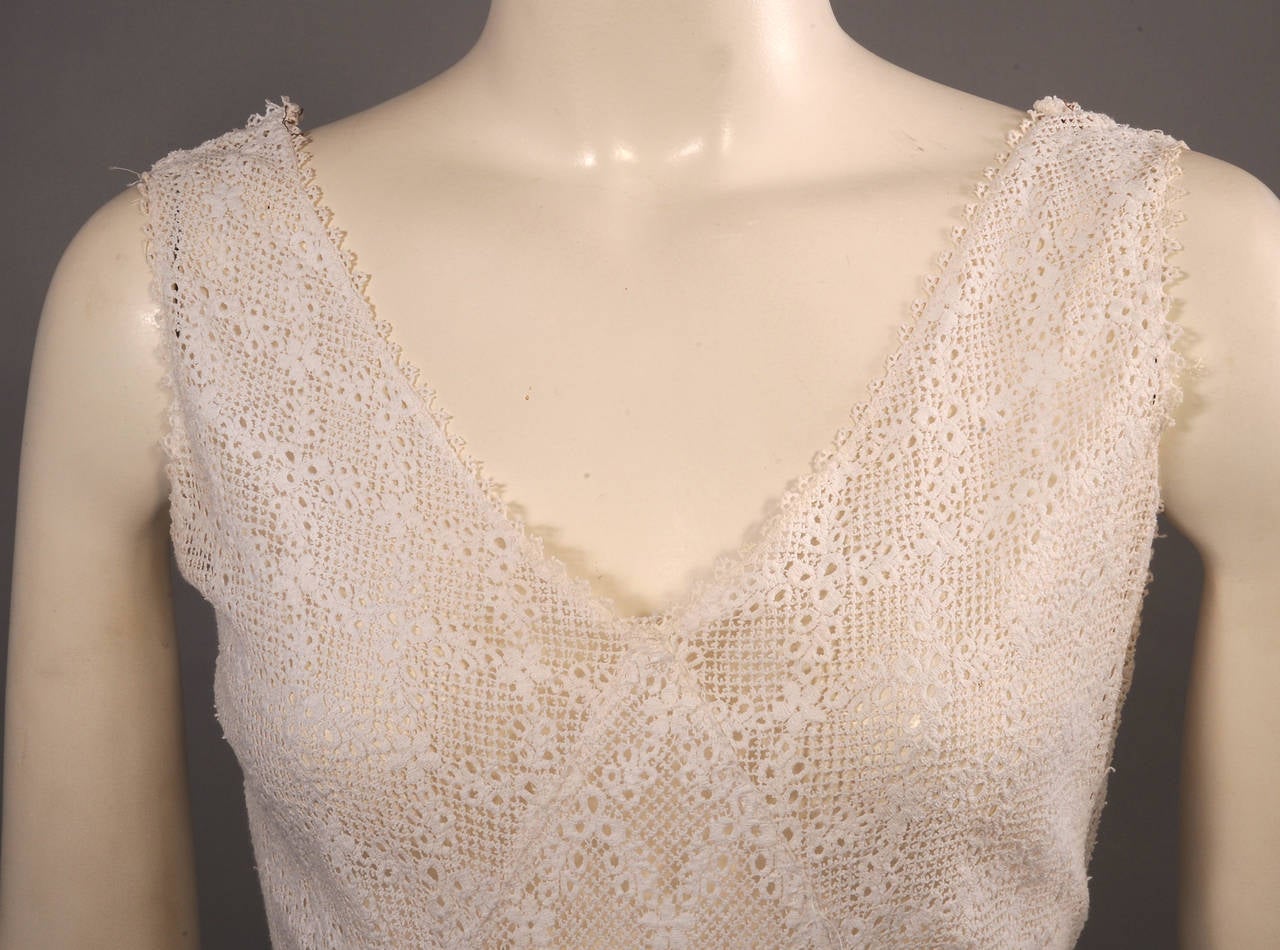1930's Bias Cut White Lace Evening Dress at 1stDibs