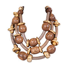 Vintage Givenchy Couture Wooden Bead Necklace