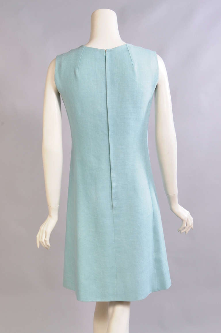 1960's Mollie Parnis Blue Linen Dress 1