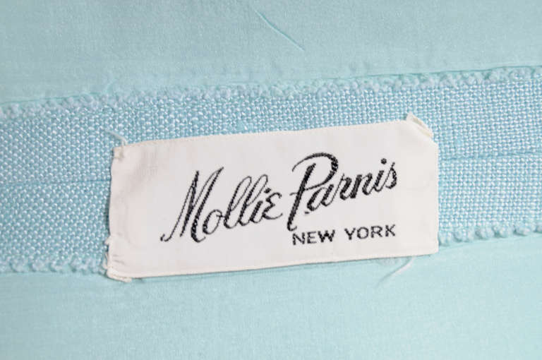 1960's Mollie Parnis Blue Linen Dress 2