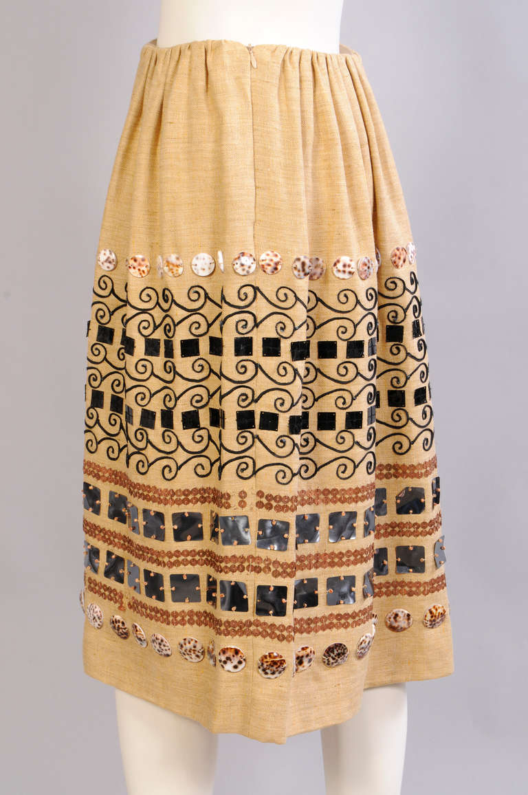 Women's Oscar de la Renta Resort 2006 Beaded & Embroidered Linen Skirt